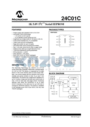 24C01C-ST datasheet - 1K 5.0V I 2 C  Serial EEPROM
