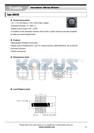 CDR125NP-121MC datasheet - Power Inductors