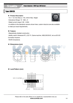 CDR125NP-151MB datasheet - Power Inductors
