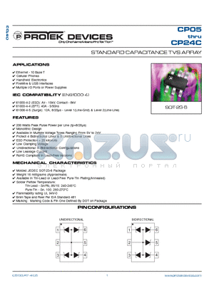 CP05 datasheet - STANDARD CAPACITANCE TVS ARRAY