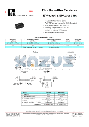 EPA3338S-RC datasheet - Fibre Channel Dual Transformer