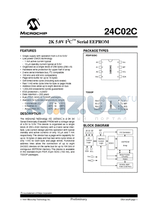 24C02C-EP datasheet - 2K 5.0V I 2 C  Serial EEPROM