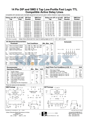EPA3368-440 datasheet - 14 Pin DIP and SMD 5 Tap Low-Profile Fast Logic TTL Compatible Active Delay Lines
