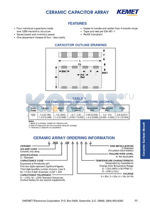 C1632C103K4GAC datasheet - Four individual capacitors inside one 1206 monolithic structure