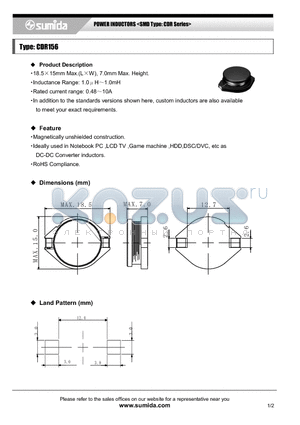 CDR156NP-3R3MB datasheet - POWER INDUCTORS