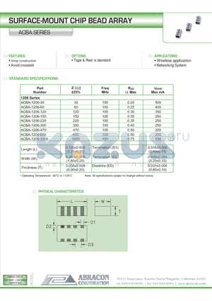 ACBA-1206-60 datasheet - SURFACE-MOUNT CHIP BEAD ARRAY