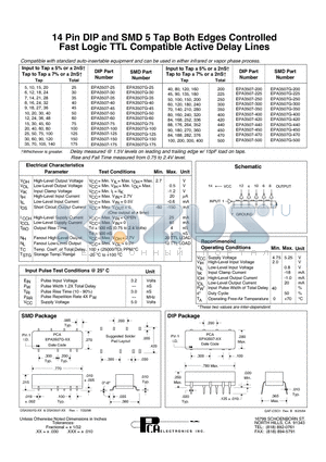 EPA3507G-350 datasheet - 14 Pin DIP and SMD 5 Tap Both Edges Controlled Fast Logic TTL Compatible Active Delay Lines
