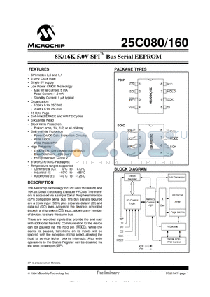 24C080-SN datasheet - 8K/16K 5.0V SPI  Bus Serial EEPROM