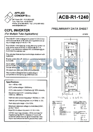 ACB-R1-1240 datasheet - CCFL INVERTER