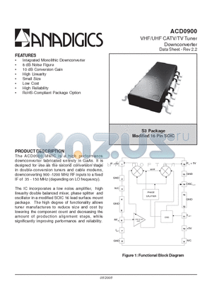 ACD0900RS3P1 datasheet - VHF/UHF CATV/TV Tuner