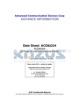 ACD82224 datasheet - 24 Ports 10/100 Fast Ethernet Switch