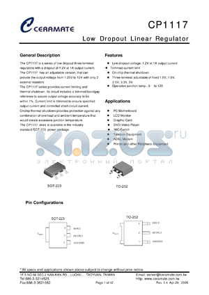 CP11172.5-A datasheet - Low Dropout Linear Regulator