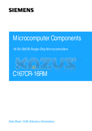 C167CR-16RM datasheet - 16-Bit CMOS Single-Chip Microcontrollers