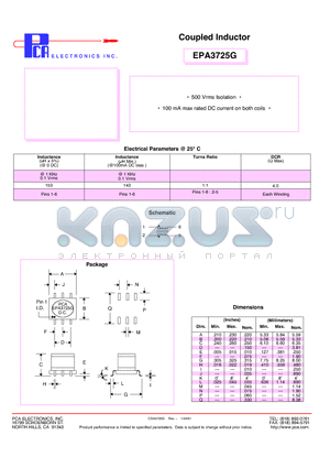 EPA3725G datasheet - Coupled Inductor