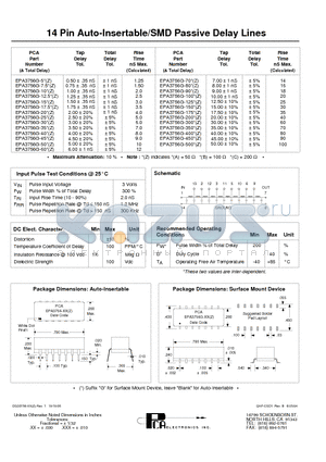 EPA3756G-35 datasheet - 14 Pin Auto-Insertable/SMD Passive Delay Lines