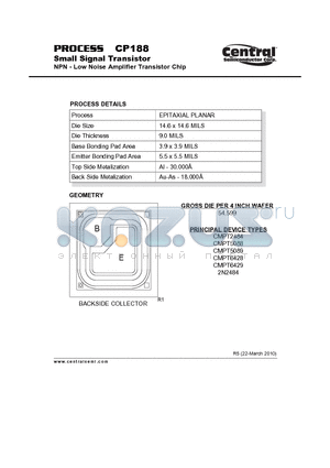 CP188_10 datasheet - Small Signal Transistor NPN - Low Noise Amplifier Transistor Chip