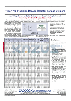 1776-C48 datasheet - Precision Decade Resistor Voltage Dividers