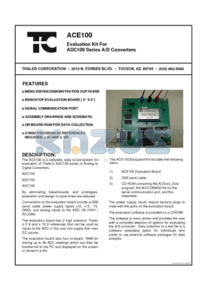 ACE100 datasheet - Evaluation Kit For A/D Converters
