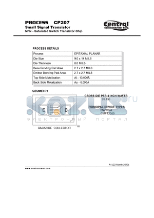 CP207_10 datasheet - Small Signal Transistor NPN - Saturated Switch Transistor Chip
