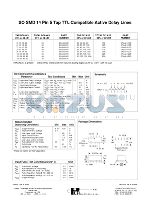 EPA424-50 datasheet - SO SMD 14 Pin 5 Tap TTL Compatible Active Delay Lines