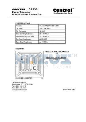 CP235 datasheet - Power Transistor NPN - Silicon Power Transistor Chip