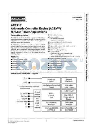 ACE1101B datasheet - Arithmetic Controller Engine (ACEx) for Low Power Applications