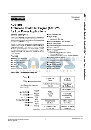 ACE1101BMT8X datasheet - Arithmetic Controller Engine (ACEx) for Low Power Applications