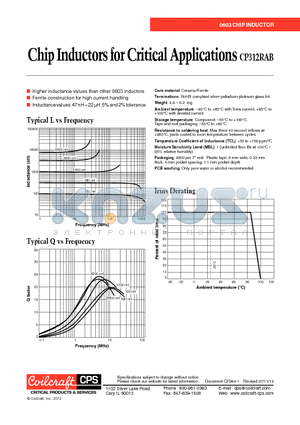 CP312RAB472_LZ datasheet - Chip Inductors for Critical Applications