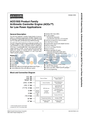 ACE1502EM datasheet - Arithmetic Controller Engine for Low Power Applications