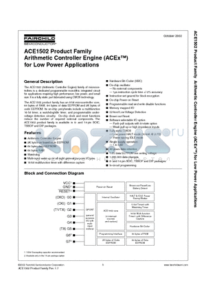 ACE1502EM8 datasheet - Arithmetic Controller Engine for Low Power Applications