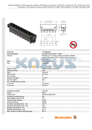 1776382001 datasheet - SL-SMT5.08/4/180LF 1.5SN