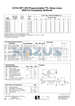 EPA563-1A datasheet - 16 Pin DIP 3 Bit Programmable TTL Delay Lines With I/O Completely Buffered