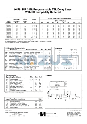 EPA563-5 datasheet - 16 Pin DIP 3 Bit Programmable TTL Delay Lines With I/O Completely Buffered