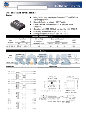 24HST1041-4 datasheet - 1000 BASE-T MAGNETICS MODULES