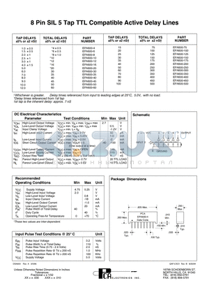 EPA600-250 datasheet - 8 Pin SIL 5 Tap TTL Compatible Active Delay Lines