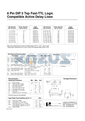 EPA770-225 datasheet - 8 Pin DIP 5 Tap Fast-TTL Logic Compatible Active Delay Lines