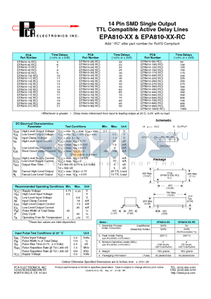 EPA810-10 datasheet - 14 Pin SMD Single Output TTL Compatible Active Delay Lines