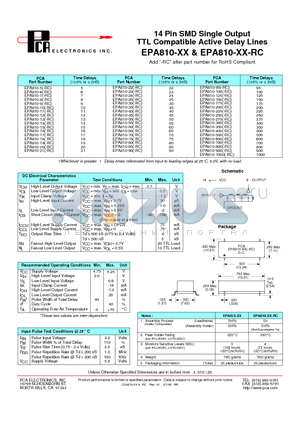 EPA810-600 datasheet - 14 Pin SMD Single Output TTL Compatible Active Delay Lines