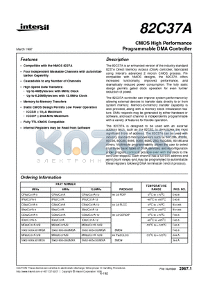 CP82C37A datasheet - CMOS High Performance Programmable DMA Controller