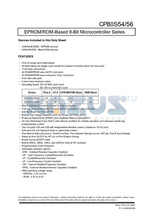 CP80S56E datasheet - EPROM/ROM-Based 8-Bit Microcontroller Series