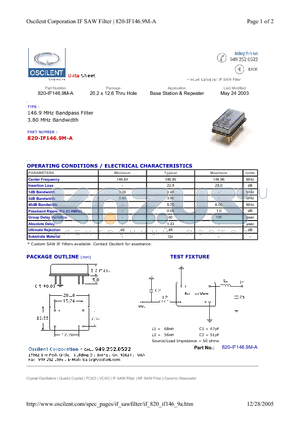 820-IF146.9M-A datasheet - Base Station & Repeater