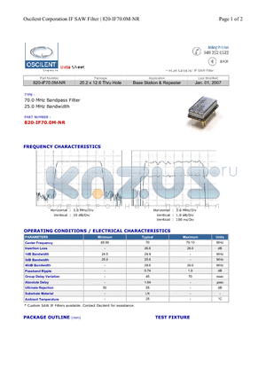 820-IF70.0M-NR datasheet - Base Station & Repeater