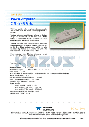 CPA-8-2024 datasheet - Power Amplifier 2 GHz - 8 GHz