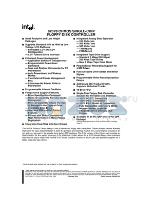 82078SL datasheet - FLOPPY DISK CONTROLLER