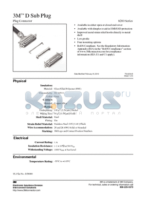 8209-7003 datasheet - 3M D Sub Plug Plug Connector