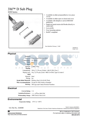 8209-6000 datasheet - 3M D Sub Plug