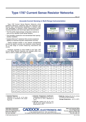 1787-312 datasheet - Current Sense Resistor Networks