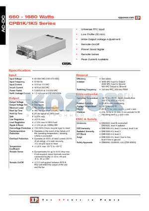 CPB1KPS15 datasheet - AC-DC Power Supplies