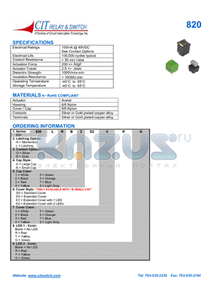 820LQA1E17R datasheet - CIT SWITCH