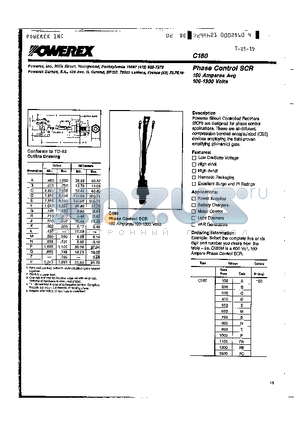 C180PA datasheet - Phase Control SCR 150 Amperes Avg 100-1300 Volts